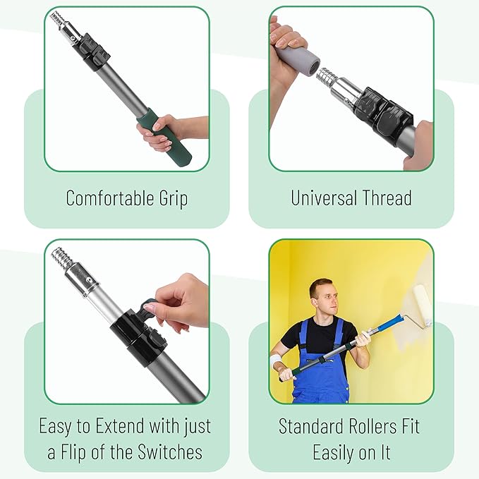 Bates- Extension Pole, 1.4 to 3 Ft Pole, ‎Green, Telescoping Pole, Extendable Pole, Telescopic Pole, Paint Pole, Paint Roller Extension Pole