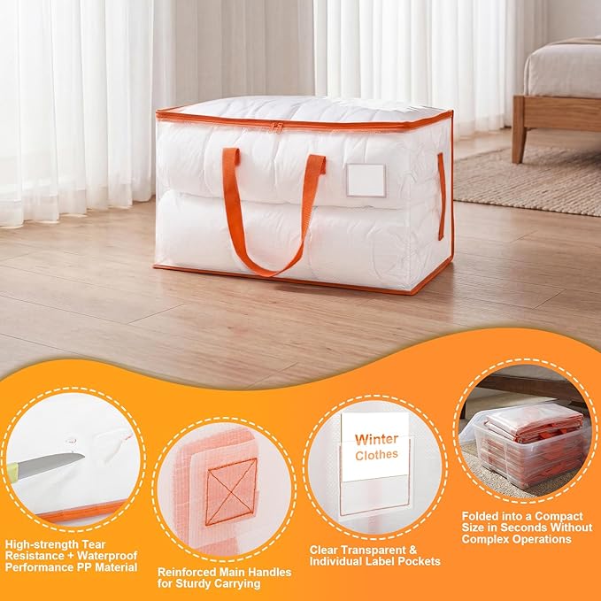 Clear Moving Bags with Orange Handles