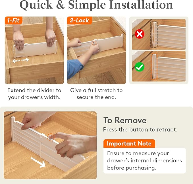 5" Tall 5 Pack Drawer Dividers