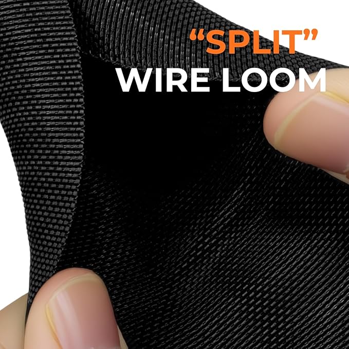 1 inch Split Braided Cable Management Sleeve for USB Cable Power Cord Audio Video Cable, Wire Loom Cord Protector from Cat Dog Chewing (Black, 25FT)