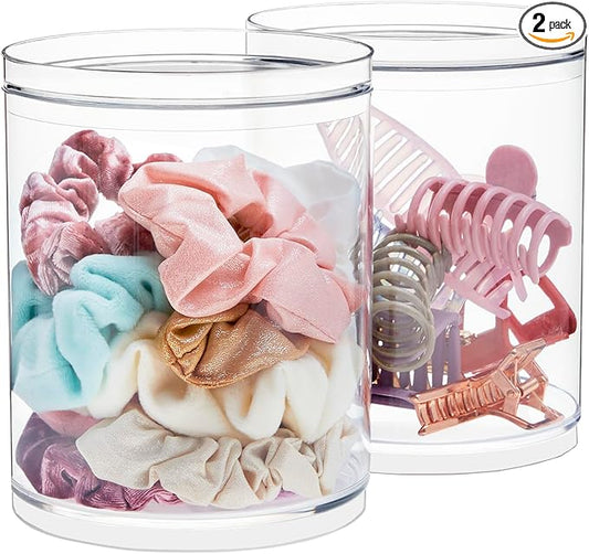 STORi Bella Tall Scrunchie Holder | Stackable Clear Plastic Container