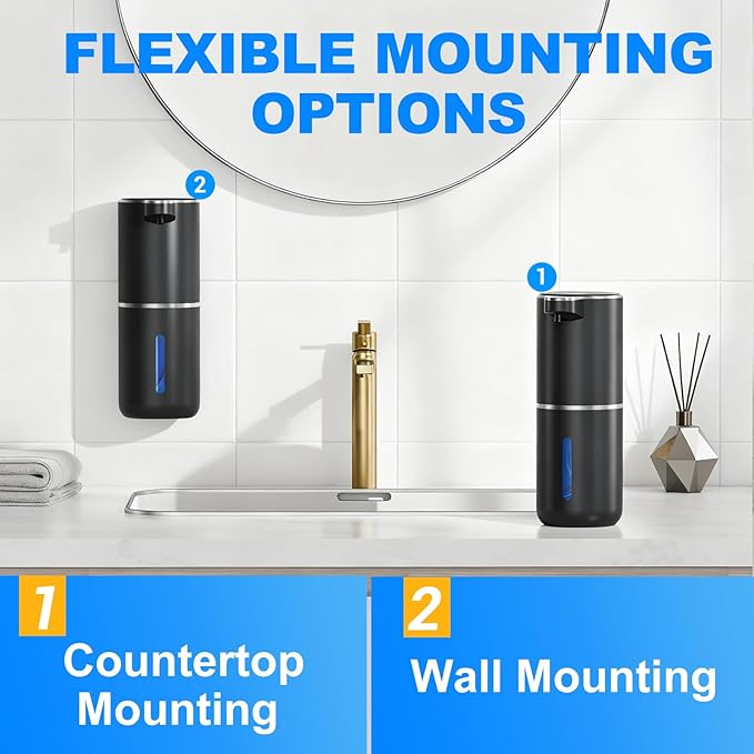 Automatic Soap Dispenser Touchless, Hand Soap Dispenser 13oz/380ml, Liquid Touchless Soap Dispensers with 4-Level, Wall Mounted or Countertop for Bathroom & Kitchen