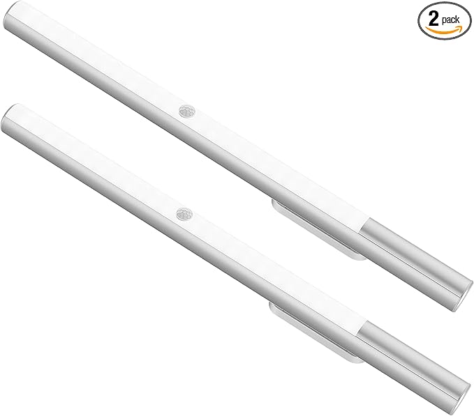BLS 48 LED Closet Lights, Motion Sensor Light Indoor, 4500mah Build-in Large Rechargeable Battery, Wireless Under Cabinet Lighting for Kitchen/Pantry/Wardrobe/Wall/Stair, 6000K Clean White (2 Pack)