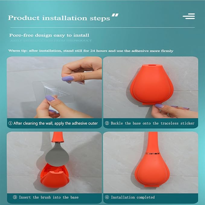 2025 New Modern Flexible Silicone Toilet Caspa for Home，Silicone Toilet Bowl Brush & Holder Set, Wall Mounted Cleaning Kit with Dispenser, Flexible & Hygienic Bathroom Scrubber for Home (#A+C)