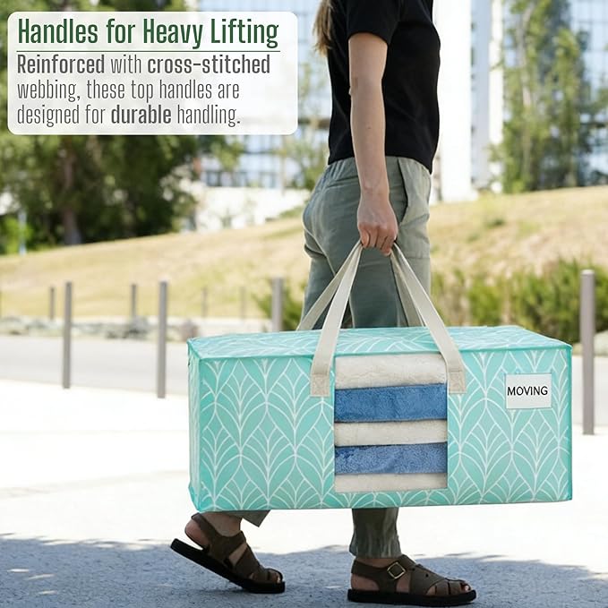 6 Pack Heavy Duty Moving Bags, Packing Bags with Clear Window, Evergreen, 6 Pack