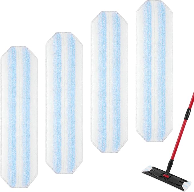 wlich Mop Refills Compatible with O-Cedar H2prO Flat Mop System, 4 Pack Microfiber Mop Replacement Pads | Machine Washable & Reusable | 16 Inch | Designed for Hardwood Tile Laminate Floors