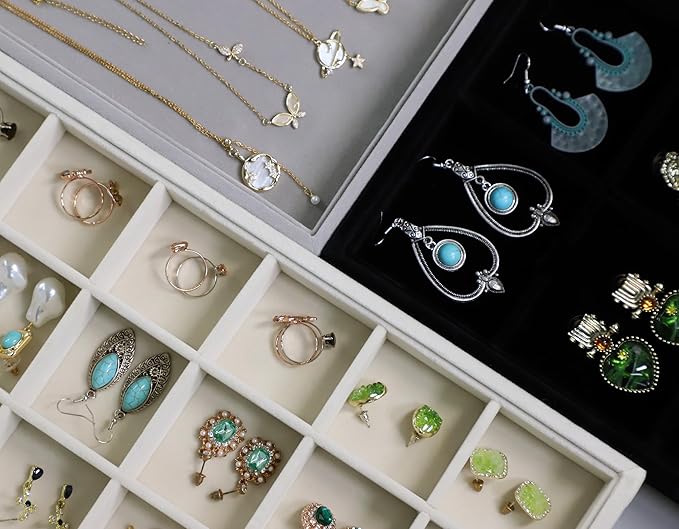 Stackable Jewelry Tray Organizer with Lid Set of 4 Jewelry Organizer Drawer