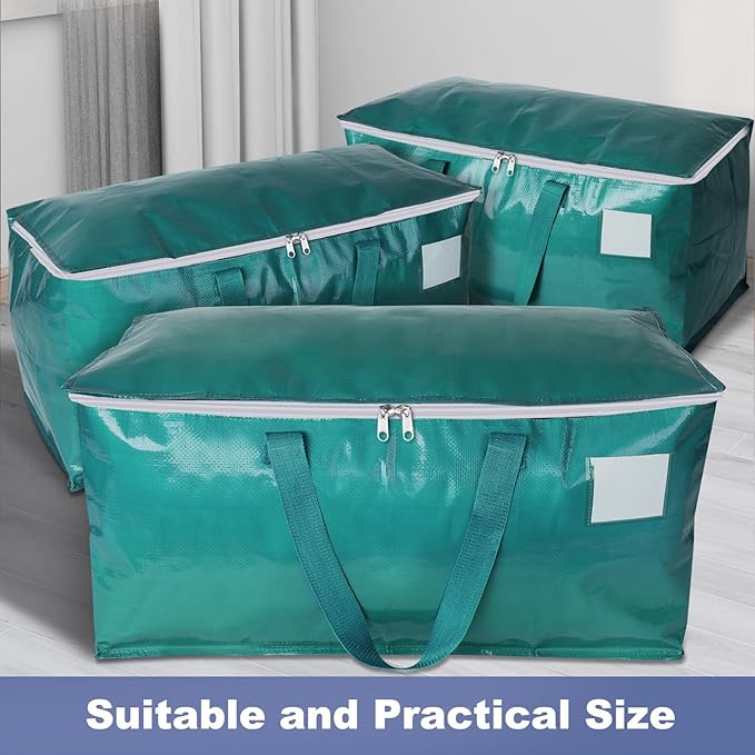 Moving Bags-Heavy Duty Moving Boxes, Storage Totes with Zipper, Green-4 Pack