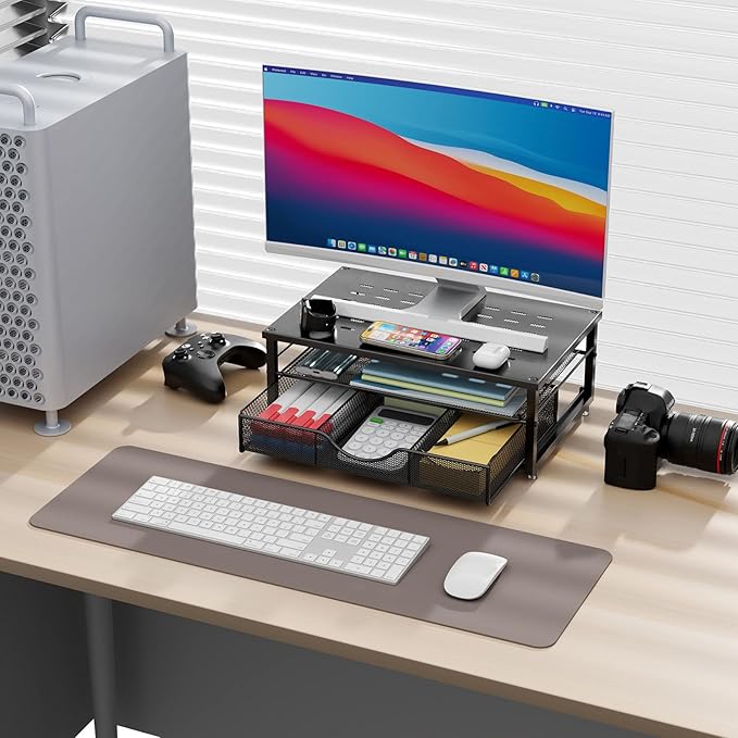 Computer Monitor Stand Riser, Desk Organizers and Accessories with Drawer