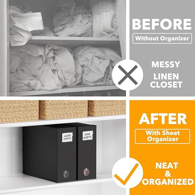2 Pack Bed Sheet Organizers and Storage, Black