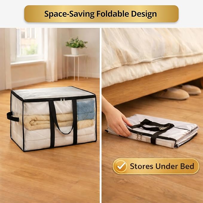 2-Pack Comforter Storage Bags with Zipper and Handles (90L)