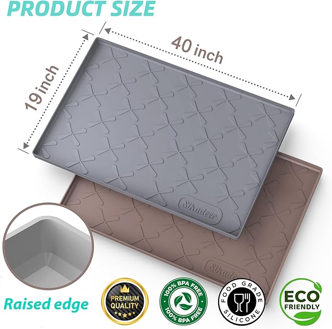 SIKADEER 40" x 19" Under Sink Mat Waterproof, Silicone Mat Kitchen Drawer Shelf and Cabinet Liner, Sink Protector for Kitchen Organizers and Storage, Boot Tray Pet Food Mats