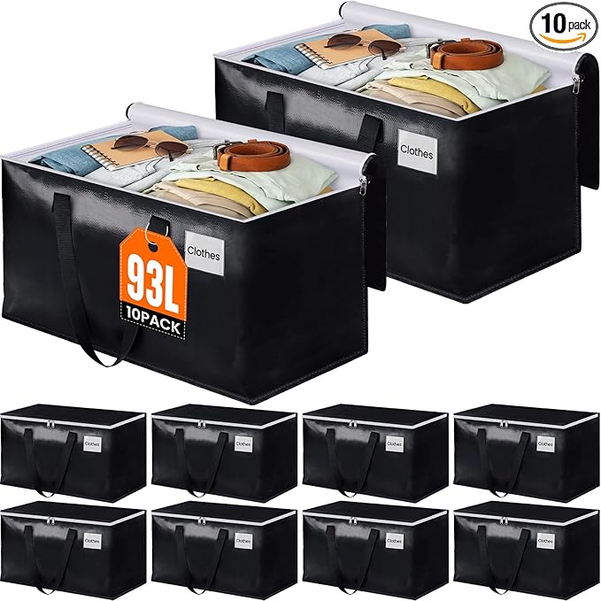 Moving Bags, 93L, 10-Pack, Black