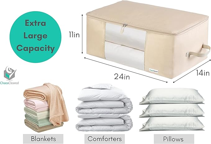 Comforter Storage Bag - Folding Organizer bag for King/Queen Comforters, Pillows, Blankets, Bedding/Quilt, Blanket, Duvet, Mothproof Space Saver