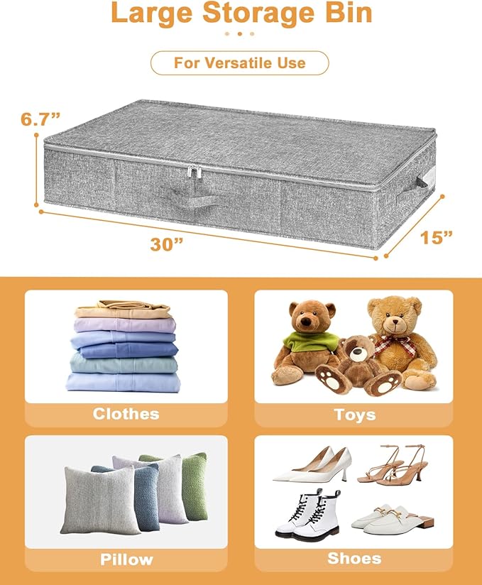 Under Bed Storage, 3 Pack Underbed Storage Container Bags With Lid