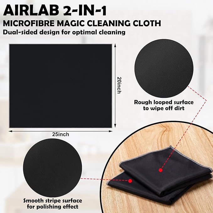 VitalCozy 3 Wine Glass Cleaning Cloths Large Microfiber Polishing Cloths 25 x 20 Inch Lintless Towels for Drying Wine Glasses Cleaning Window Stemware Dishes Glassware (Black)