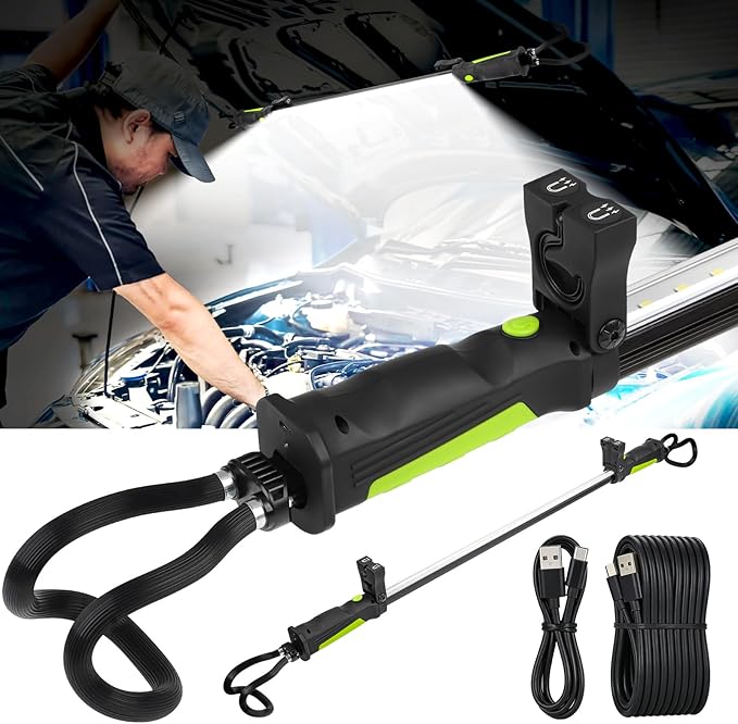 Aaleds Underhood Work Light, 2000LM Super Bright, 5200mAh Rechargeable LED Work Lights for Mechanics, Magnetic Automotive Under Hood Light Bar Cordless Touble Light for Car Repairing/Garage/Workshop