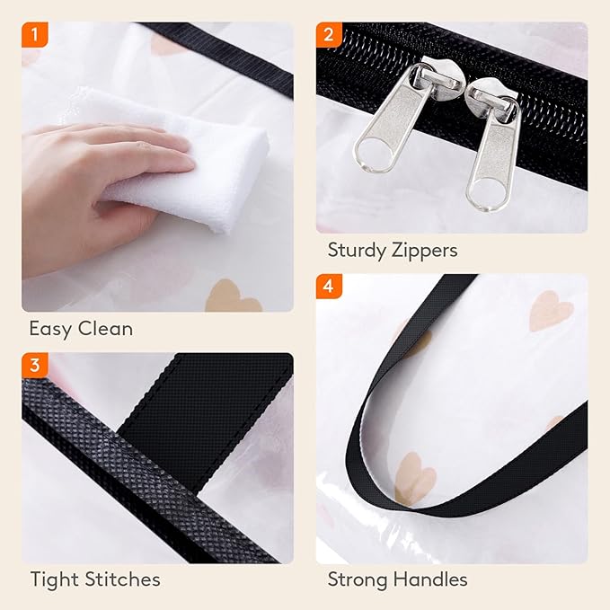 2 Pack Clear Clothes Storage Bags, 75L Plastic Blanket Storage Bag