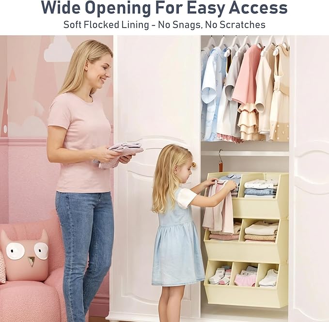 Hanging Closet Organizer Extra Large, Clothes Hanging Shelves for Closet with Divider, Collapsible Closet Storage System, Fabric Storage Bins for Home