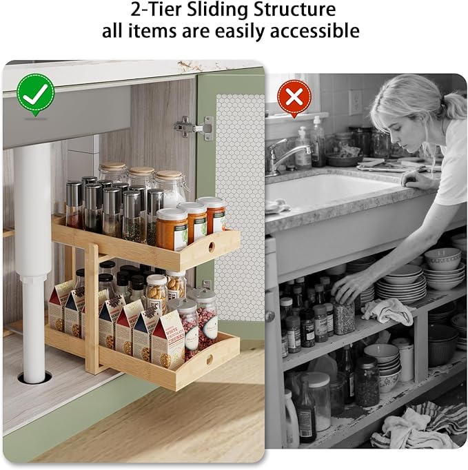 2 Pack Under Sink Organizer, Natural
