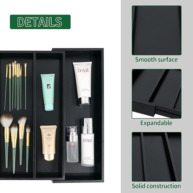 Bamboo Drawer Organizer Kitchen Utensils