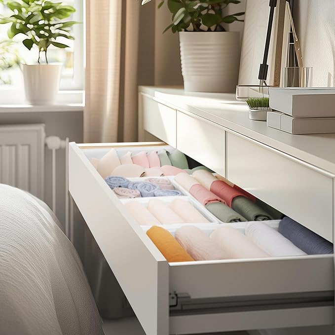 Drawer Organizer Clothes, 21 Pack Dresser Organizer for Baby Clothes, White