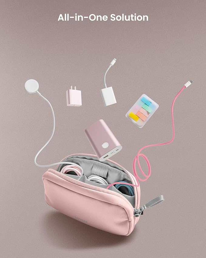tomtoc Electronics Organizer Travel Case, Water Resistant Travel Bag Cable Organizer for Essentials, Tech Pouch Accessories Carry Storage for Cord, Phone, Cables, Airpods, USB Flash Drive, Daily Items