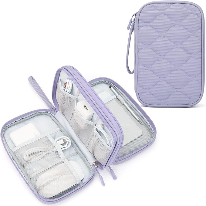 Skycase Tech Pouch - Lightweight Electronics Organizer Travel Case - Double Layers Cable Organizer - All-in-One Storage Bag for Charger, Cord, Phone, Flash Drive, Essentials