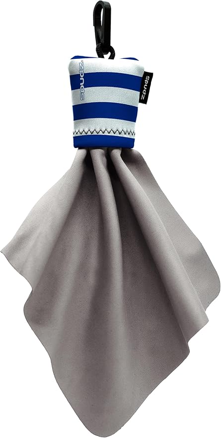 SPUDZ Classic Microfiber Lens Cleaner – Clip-On Pouch, Washable – for Binoculars, Scopes, Glasses, Screens | Classic | Nautical Stripes, 6 x 6 Inch