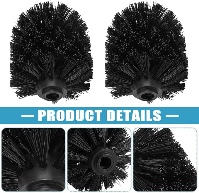 2PCS Toilet Bowl Brush Replacement Head, Toilet Brush Head Replacement with Durable Stiff Bristles, Cleaning Tool for Home Hotel Bathroom (Color:Black)