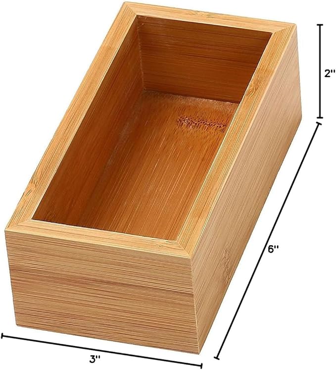 YBM HOME Bamboo Drawer Organizer Storage Box for Kitchen Drawer, Junk Drawer, Office, Bedroom, Children Room, Craft, Sewing, and Bathroom, 3x6x2 inch