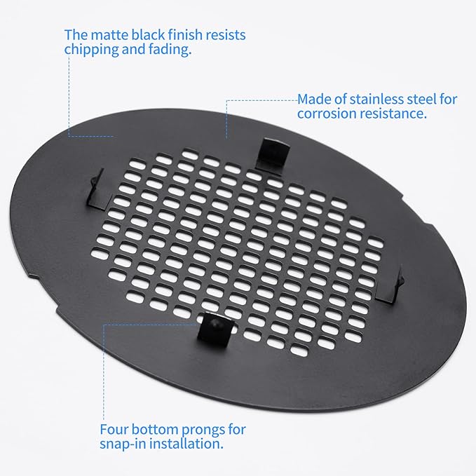 Shower Drain Cover, Shower Drain Hair Catcher Snap-in Replacement Strainer, Matt Black Round Grate