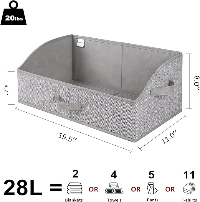 WUIKE Closet Organizers and Storage, Trapezoid Storage Bins, Fabric Closet Bins with Handles, Foldable Storage Baskets for Clothes, Purse, Blanket