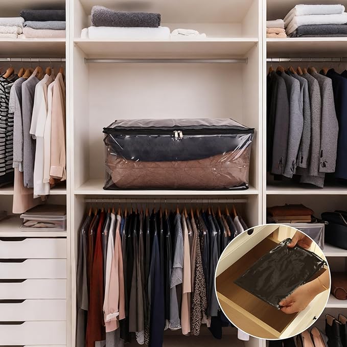 60L Blanket Storage Bags 4 Pack Clothes Storage Bins Foldable Thick Closet