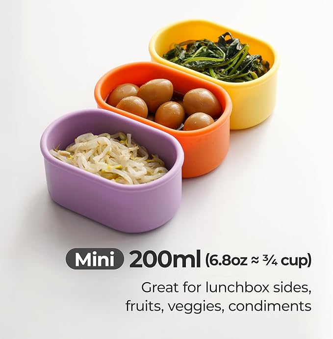 Premium Korean-Made Silicone Airtight Food Container with Steam Vent – BPA Free, Leakproof, Microwave & Freezer Safe Meal Prep. & Leftovers Storage (Mandarin Orange, 7 floz)