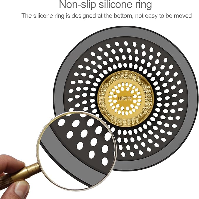 LKEYE Shower Drain Hair Catcher/Bathroom Drain Cover/Bathtub Drain Strainer/Shower Stall Drain Protector(Bronze)