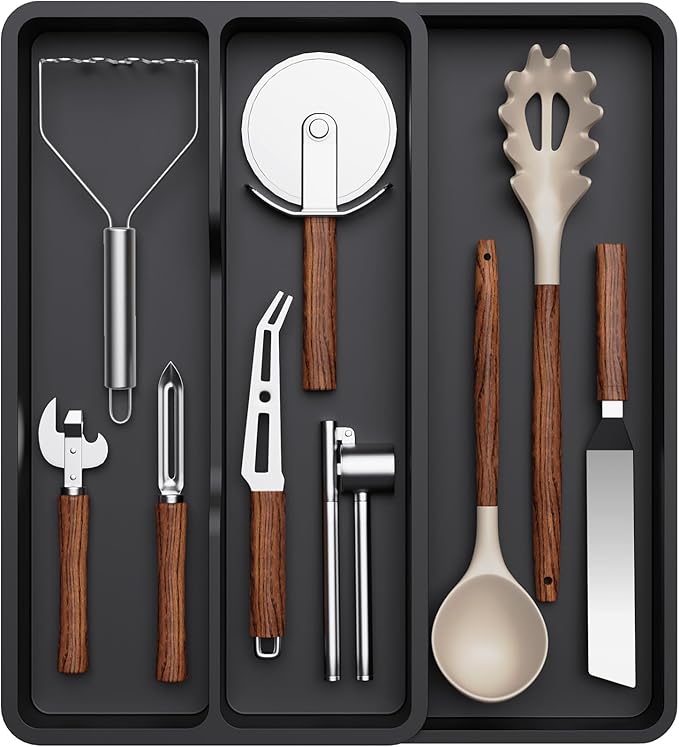 Lifewit Utensil Organizer for Kitchen Drawer, Expandable Cooking Silverware Tray, Adjustable Cutlery Flatware Holder