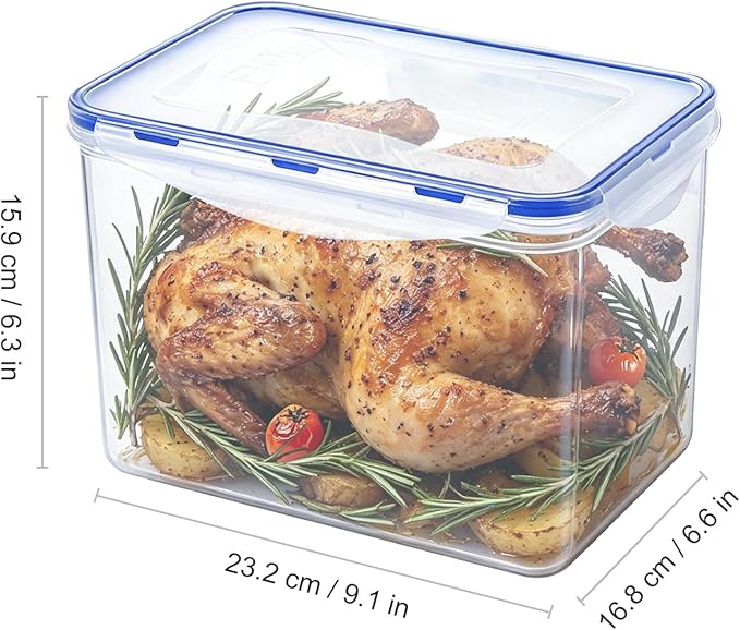 KIGI 143 OZ Large Food Storage Containers with Airtight Lids, BPA free Plastic, Leakproof, 4 Sided Locking Lid, 4 Piece Set, 17.7 Cup