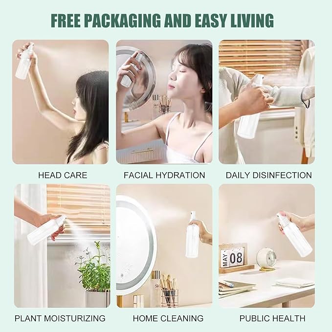 HAALII Small Spray Bottle, Spray Bottles, Clear Empty Fine Mist Plastic Mini Travel Bottle Set, Small Refillable Containers, 2 * 50ml, 2 * 100ml