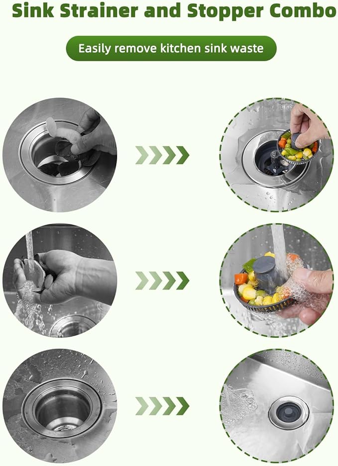 Universal Kitchen Strainer Stopper - 3-1/2" Drain Filter Combo