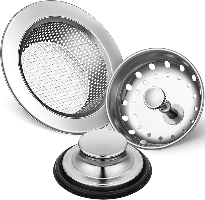 Mudder 3 Pcs Kitchen Sink Strainer & Stopper - Stainless Steel