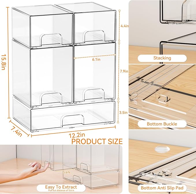 5 Set Clear Baby Bottle Organizer for Countertop