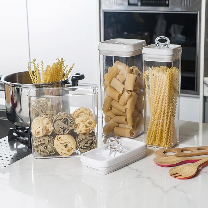 Felli Flip Tite TALL Storage Container with Lid 4" Air Tight Easy Open Ring Top