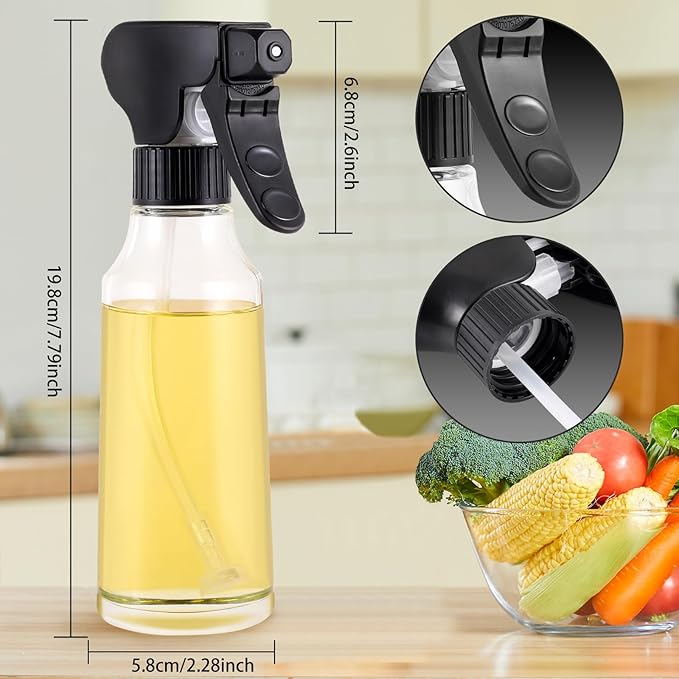 TaiCy Oil Sprayer for Cooking, 200ml Olive Oil Sprayer Bottle with Rotatable Nozzle, Premium Oil Spritzer Oil Mister for Air Fryer, Perfect for BBQ, Baking, Salad, Frying