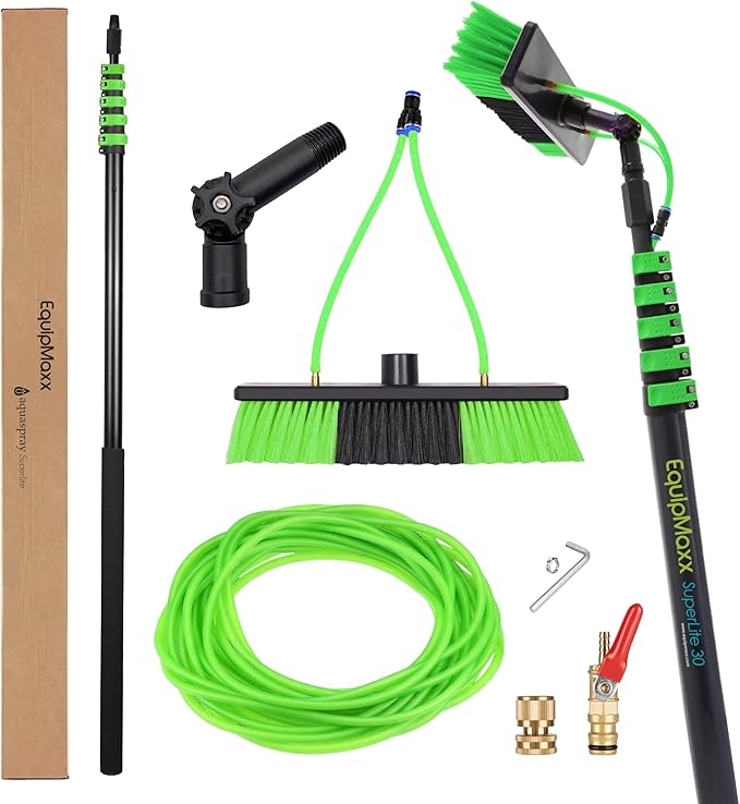 30 Feet Reach Solar Panel Cleaning Brush & Pole Water Fed Pole Kit