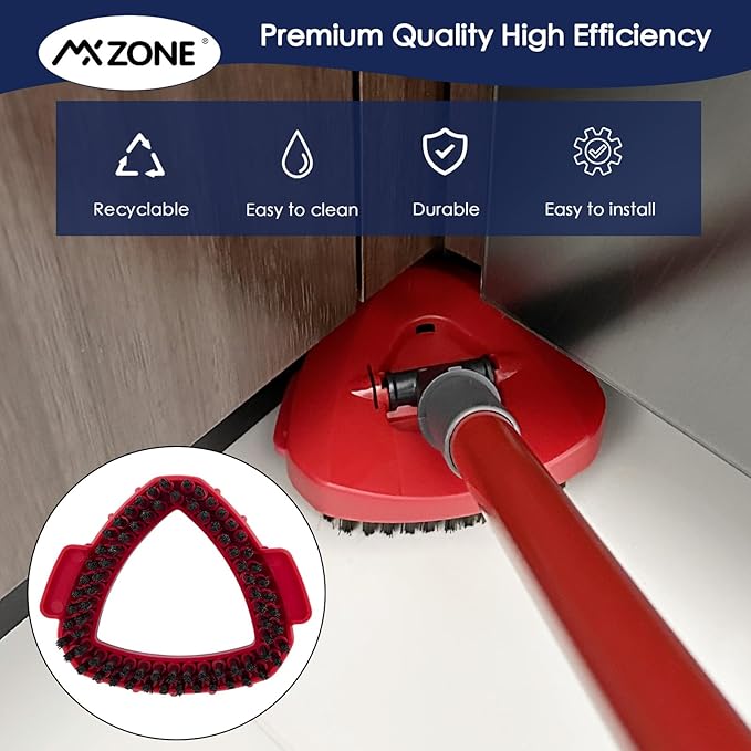 Scrubber and Mop Base Compatible with O Cedar RinseClean 2 Tank System, Spin Mop Scrub Brush Head Replacement, Hard Bristle Cleaning Brush, 1 Mop Base and 1 Scrub Brush, Not Fit EasyWring 1 Tank