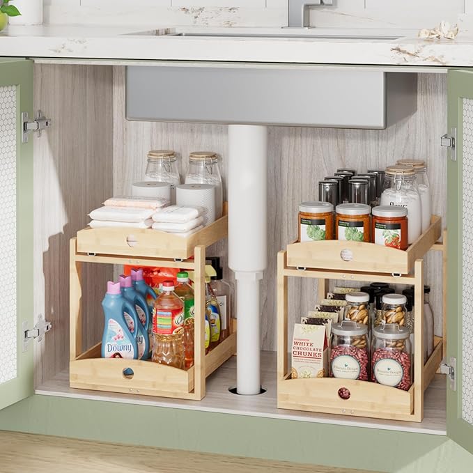 2 Pack Under Sink Organizer, Natural