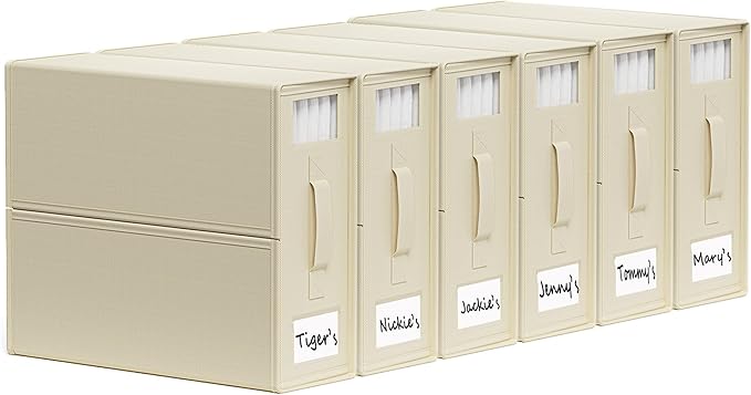 SheetCube Bed Sheet Organizers and Storage 6 Pack, Foldable Linen Closet Organizer with Window and Label