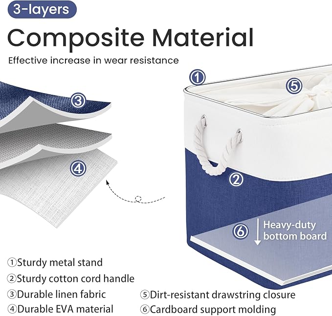 Large Storage Baskets- 16x12x12 inch Storage Bins for Shelves and Closet Organizing, Foldable Fabric Bin for Home Organization Clothes and Laundry