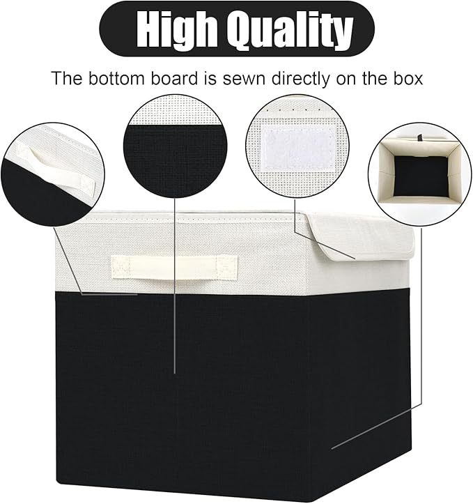 Bagnizer Large 42 Quarts Fabric Storage Bins with Lids [2-Pack] Linen Collapsible Foldable Baskets